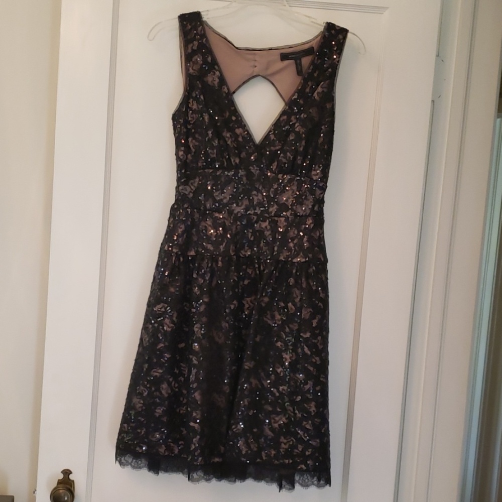 Black lace sequin cocktail dress